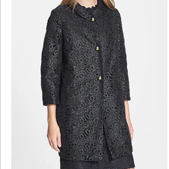 Kate Spade black lace button up coat